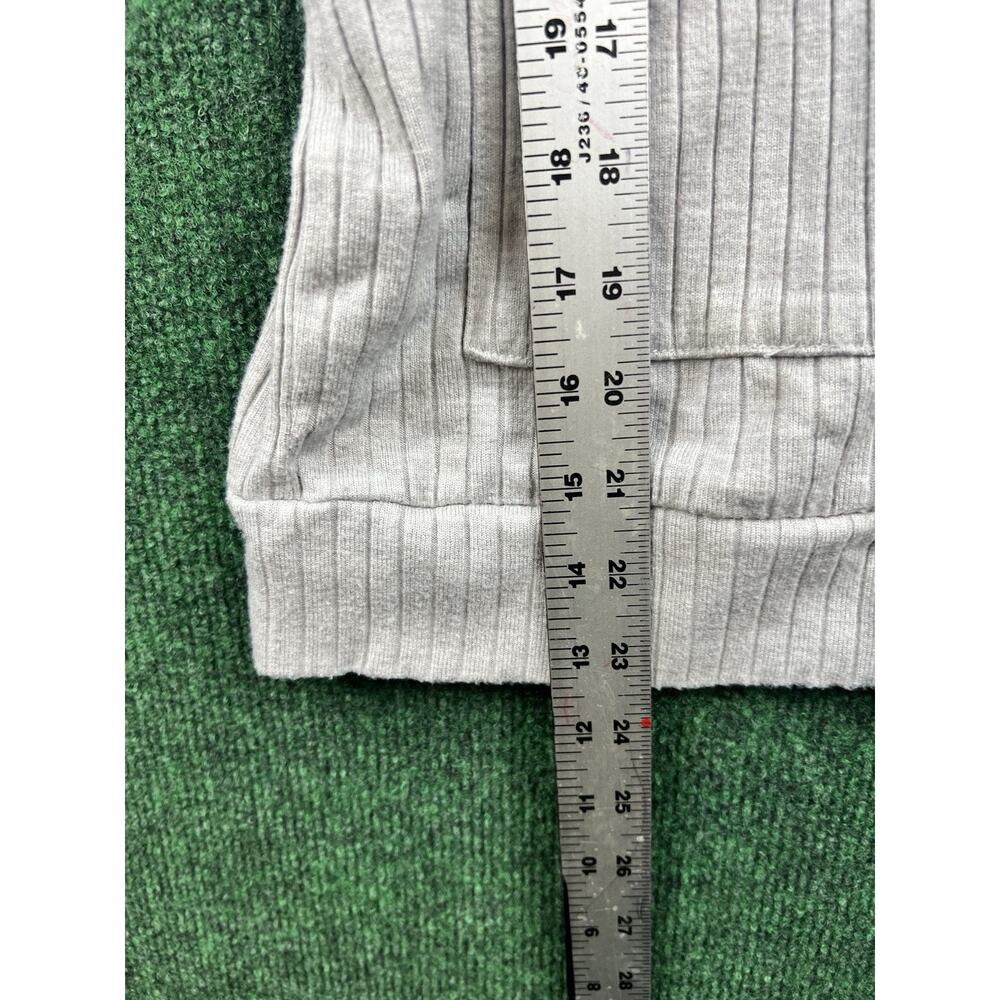 Doe & Rae Gray Rib-Knit V-Neck Button Front Raglan Cardigan Sweater S - Picture 7 of 8